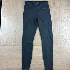 S Eddie Bauer Black Leggings Athletic Workout Pants Side Pocket Stretch